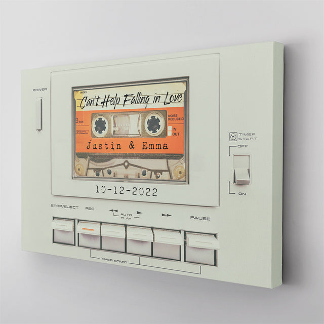 Custom Song Name, Customizable Name And Date, Cassette Player Canvas Wall Art