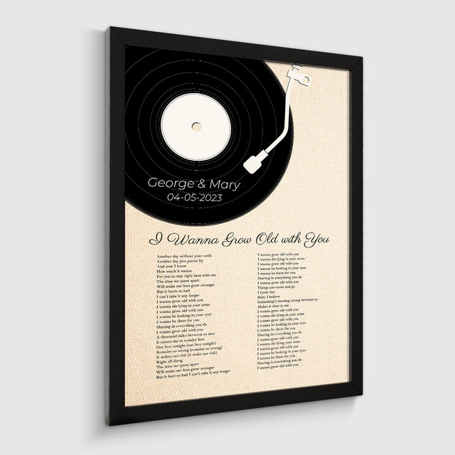 Sandy Vinyl Record Pastel Framed Art Print, Custom Song Lyrics & Name