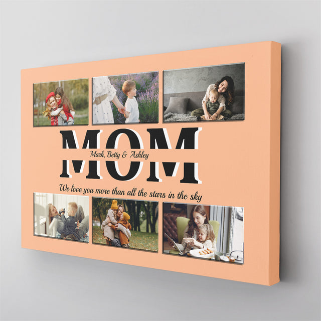 Mom Photo Collage Canvas Print With Text Custom 6 Pictures