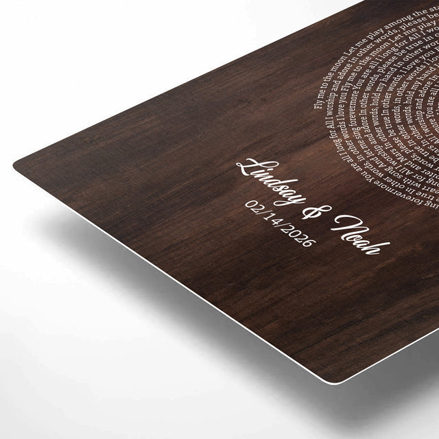 Personalized Wood-Style Vinyl Song Lyrics Metal Print