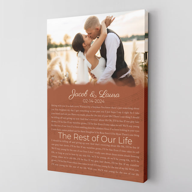 Custom Song Lyrics Name Date Vintage Orange Canvas Print