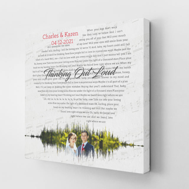 Custom Song Lyrics And Text, Heart Art , Upload Photo, Canvas Wall Art