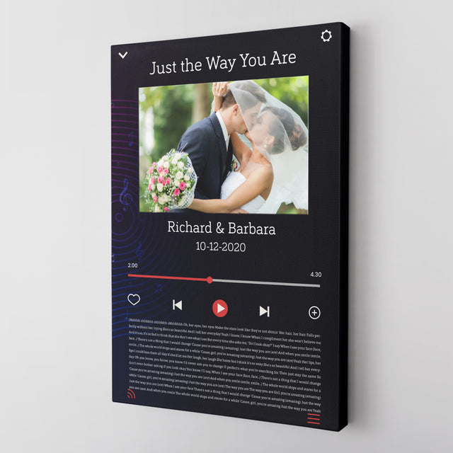 Custom Song Lyrics, Upload Photo, Customizable Text, Canvas Wall Art