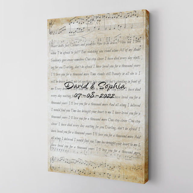 Custom Song Lyrics, Customizable Name And Date Canvas Wall Art