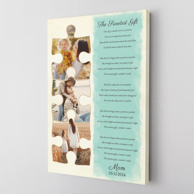 Custom Mom Puzzle Piece Photo Song Lyrics Canvas Print