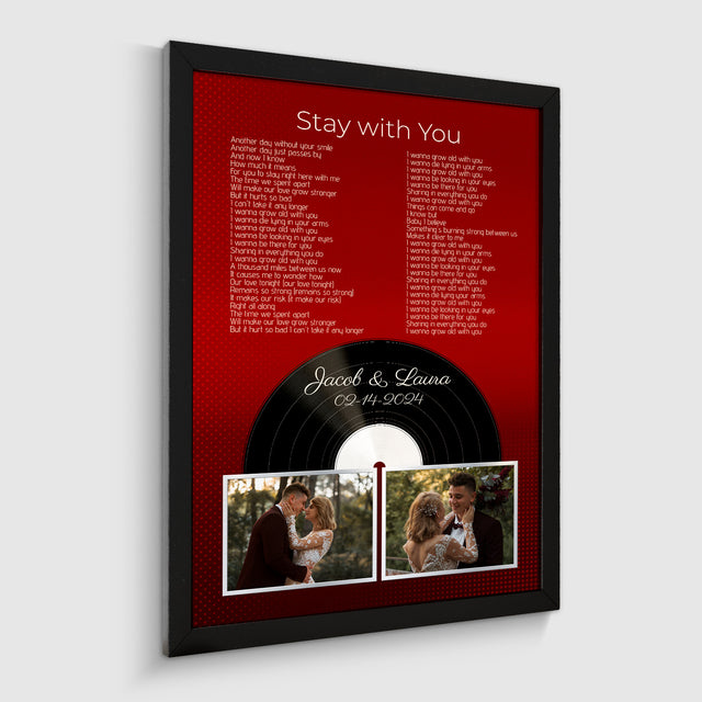 Personalized Retro Maroon Vinyl Record Framed Art Print