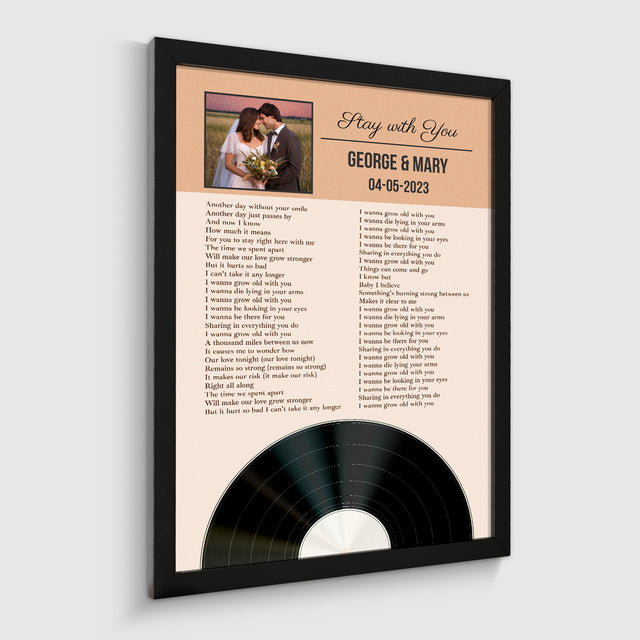 Personalized Favorite Song Lyrics & Photo, Sandy Framed Art Print