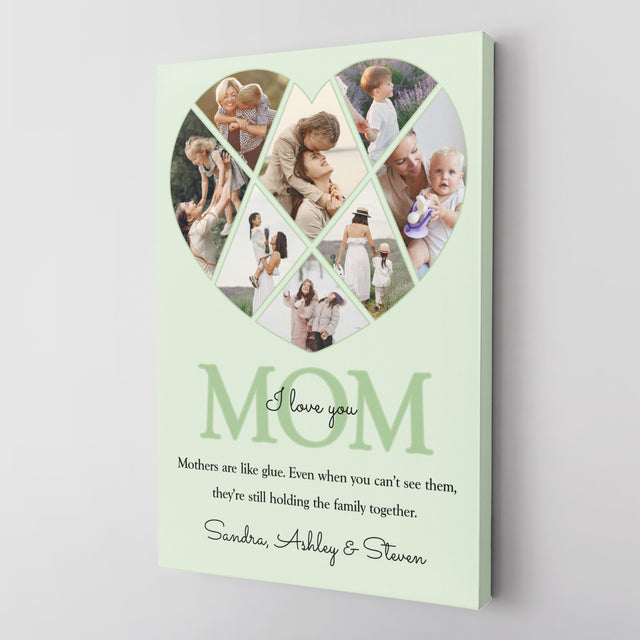 Personalized Mom Heart-Shaped Photo Collage Custom 8 Pictures