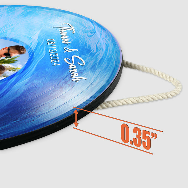 Custom Favorite Song Photo Round Wood Sign Neptune Planet Background