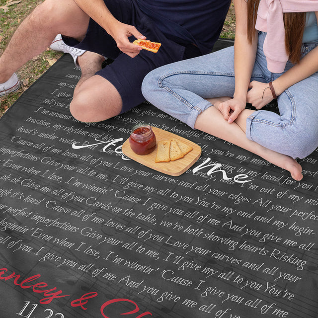 Custom Song Lyric Picnic Blanket