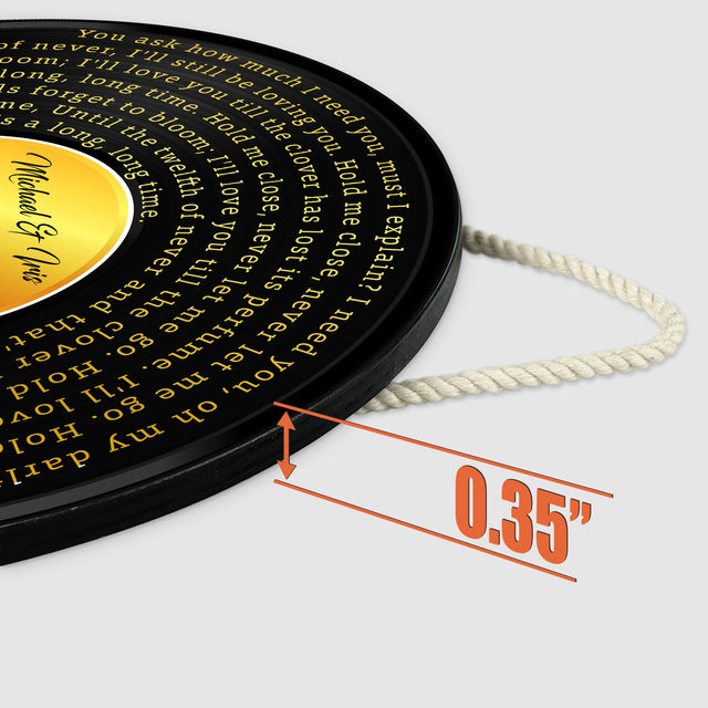 Custom Song Lyrics, Yellow Vinyl Record, Customizable Song Name And Text Round Wood Sign