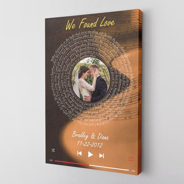 Custom Song Lyrics, Upload Photo, Customizable Text, Vinyl Record Canvas Wall Art