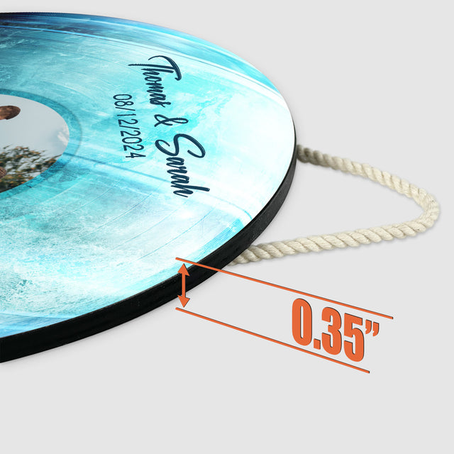 Custom Favorite Song Photo Round Wood Sign Uranus Planet Background