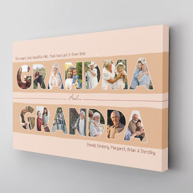 Grandma & Grandpa Photo Collage Canvas Print Custom 14 Pictures
