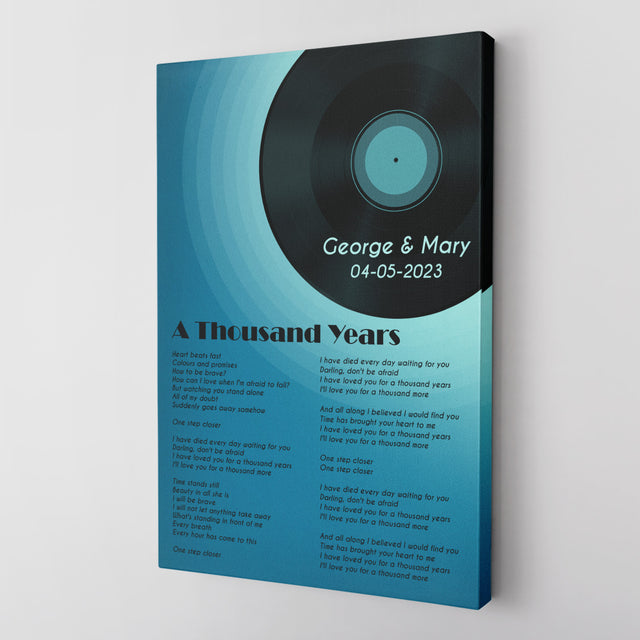 Romantic Blue Melody Canvas, Personalized Song Lyrics On Canvas