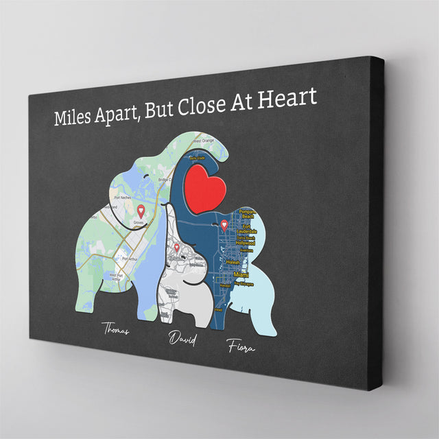 Family Map Print Canvas, Elephant Family Puzzle Style