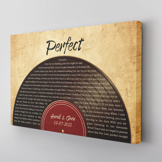 Custom Song Lyrics, Half Vinyl Record, Custom Name And Text, Canvas Wall Art