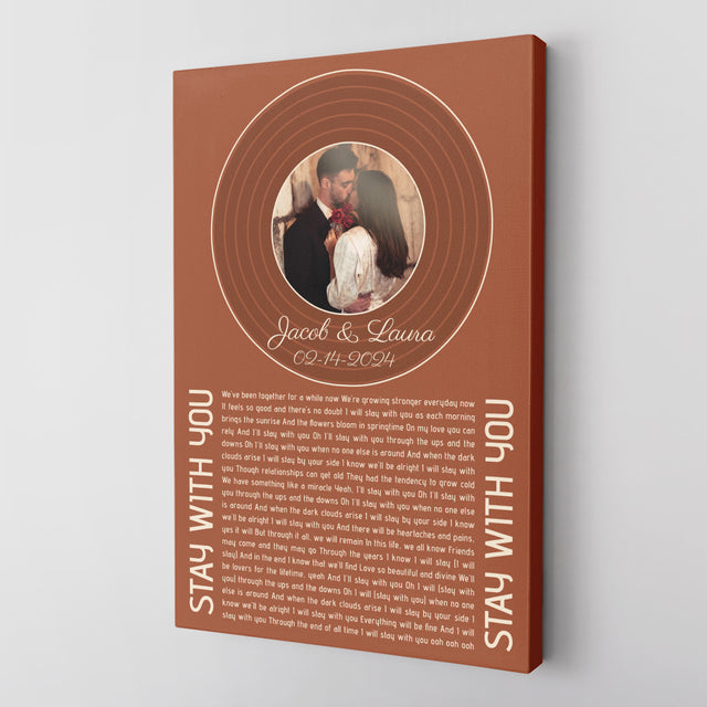 Orange Rusty Vinyl Record Canvas, Song Lyrics On Canvas Wall Art