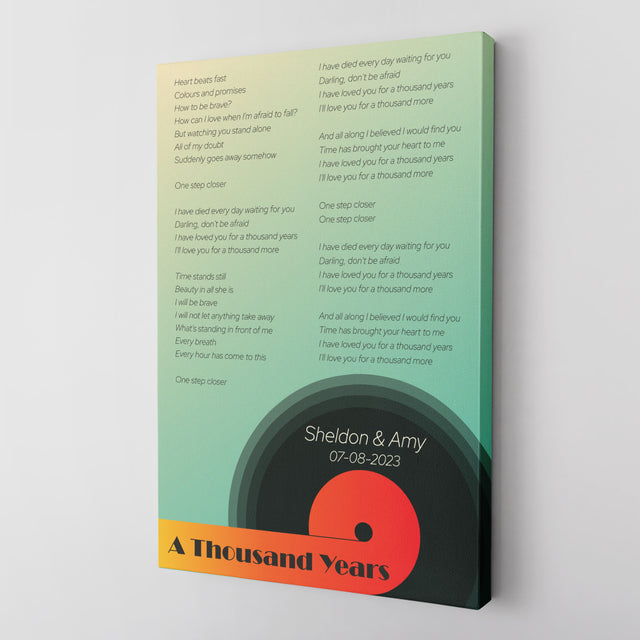 Elegant Gradient Vinyl Record Style Canvas - Personalization Song Lyrics & Name
