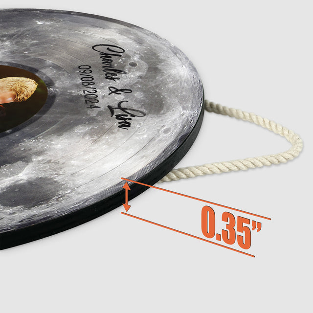 Custom Favorite Song Photo Round Wood Sign Moon Planet Background