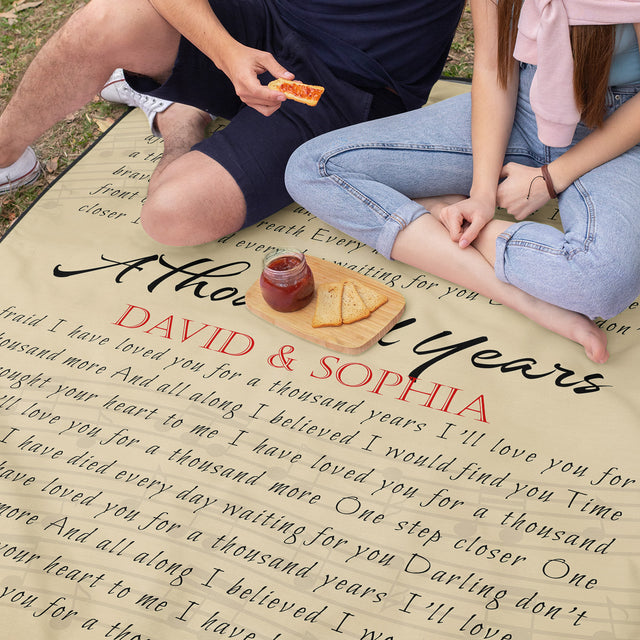 Personalized Song Lyric Picnic Blanket