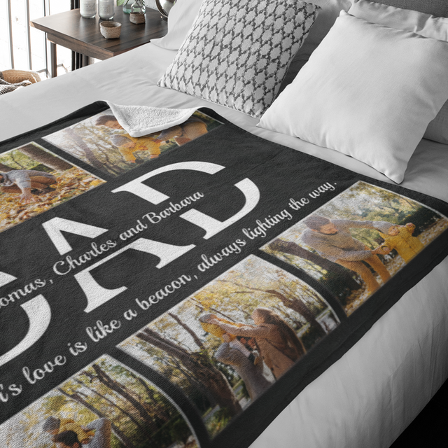 Dad Custom Text and Photo - Customizable Name And Text Blanket