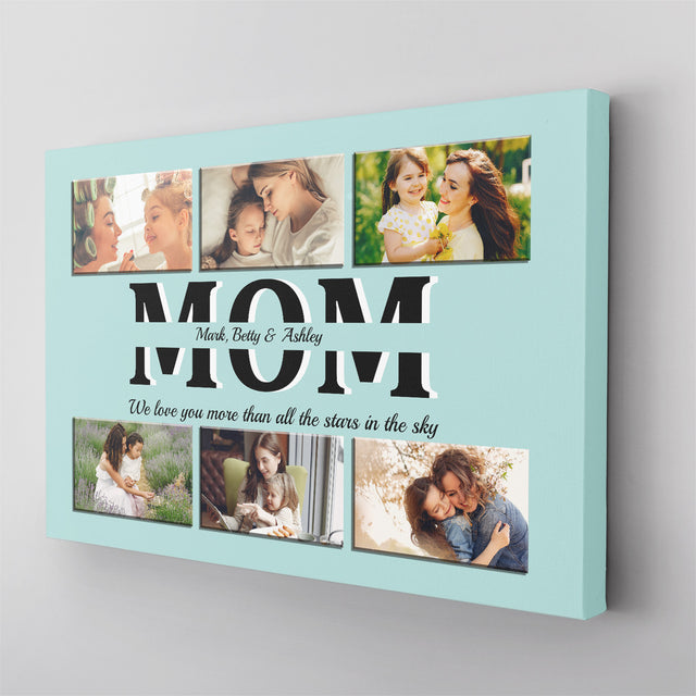 Mom Photo Collage Canvas Print With Text Custom 6 Pictures