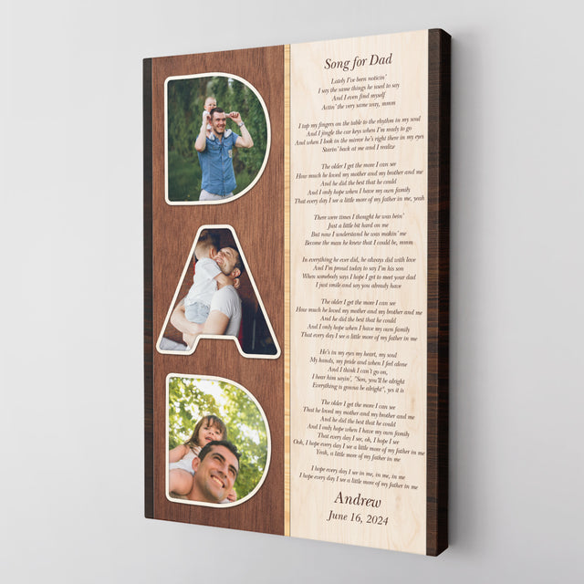 Dad Letter Photo Vertical Canvas Wall Art