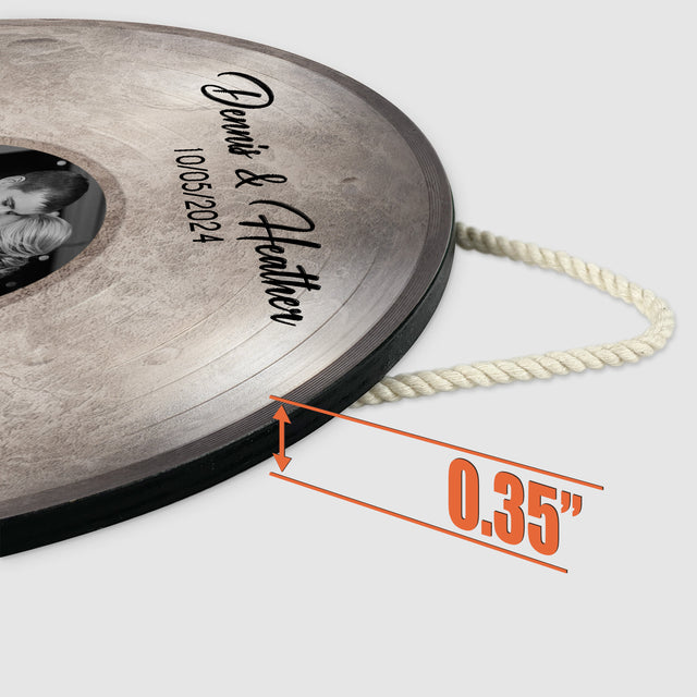 Custom Favorite Song Photo Round Wood Sign Mercury Planet Background