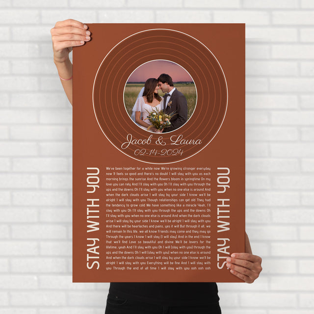 Rusty Orange Framed Art Print, Custom Song Lyrics Name & Date