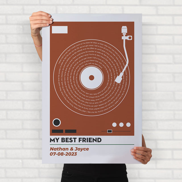 Vinyl Record Song Lyrics, Customize Song & Name Framed Art Print