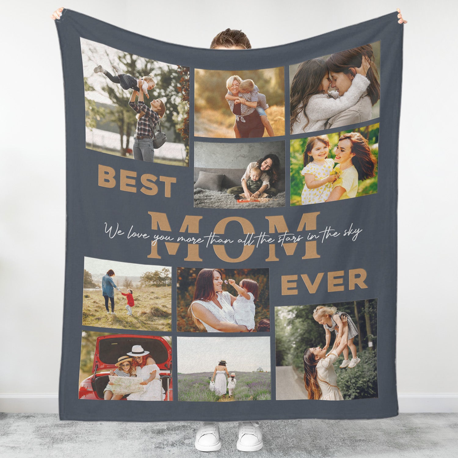 Best Mom Ever Custom Photo Collage, 10 Pictures, Customizable Text Blanket