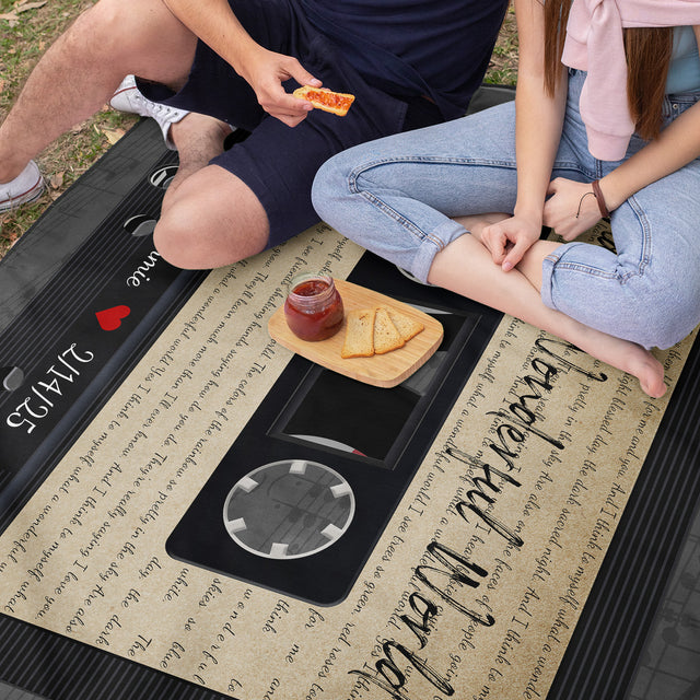 Custom Cassette Song Lyric Picnic Blanket