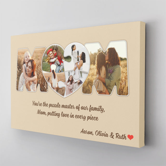 Personalized MOM Puzzle Photo Collage Canvas Wall Art