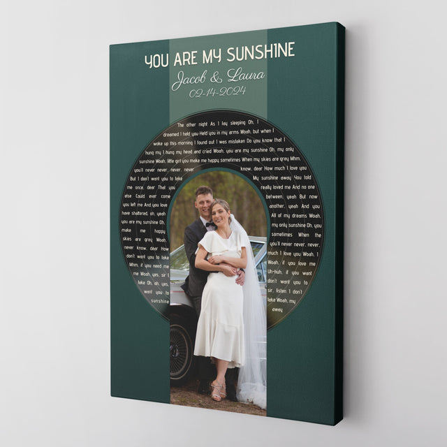 Custom Photo Song Lyrics Vintage Green Canvas Print