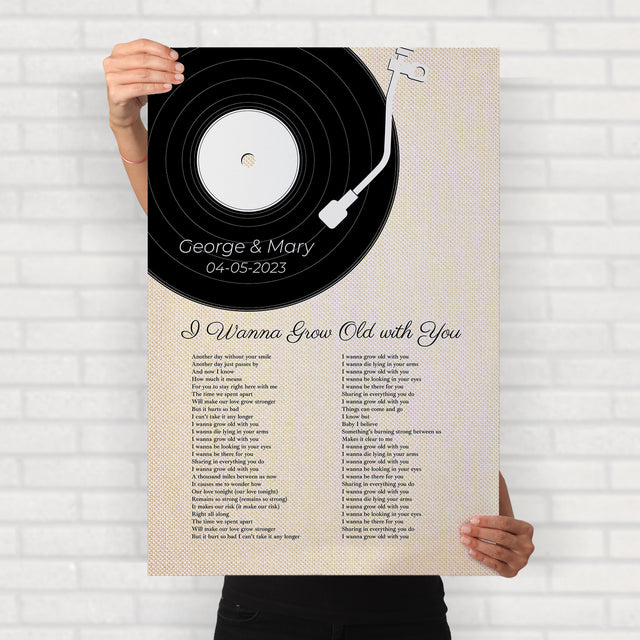 Sandy Vinyl Record Pastel Framed Art Print, Custom Song Lyrics & Name