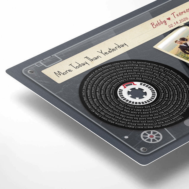 Personalized Cassette Photo & Song Lyrics Metal Print