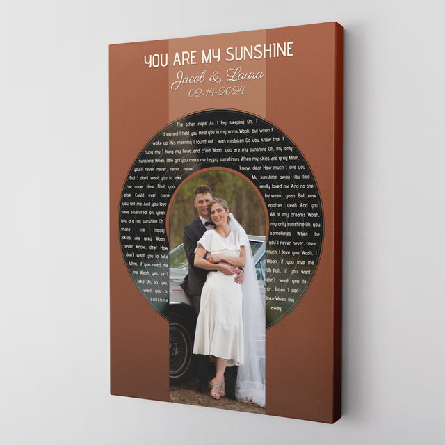 Custom Photo Song Lyrics Vintage Orange Canvas Print