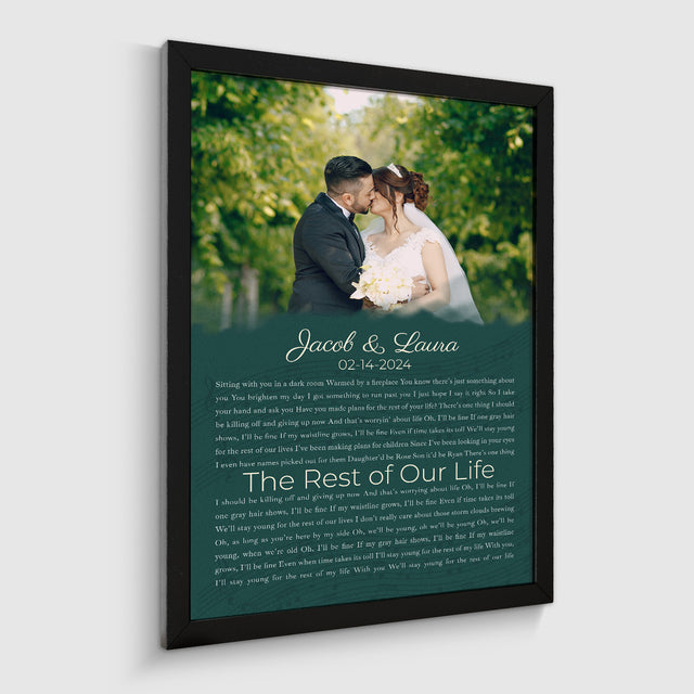 Half Song Lyrics Green Framed Art Print, Custom Song Lyrics Name Date