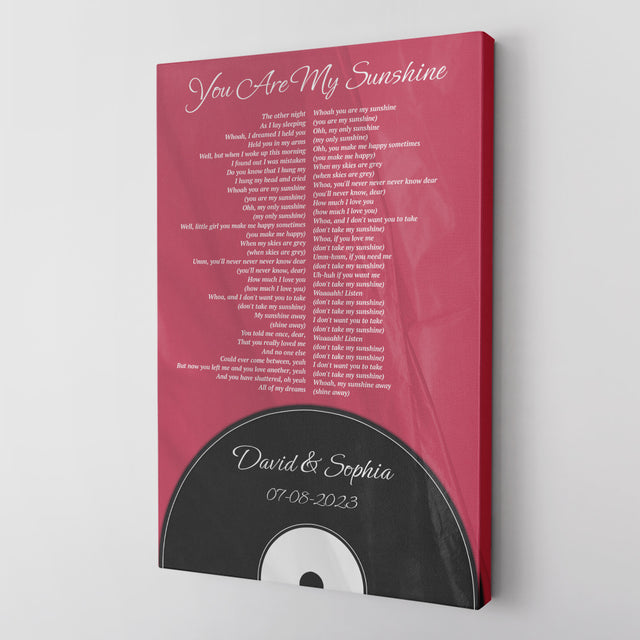 Personalized Maroon Vinyl Record Style Canvas Print