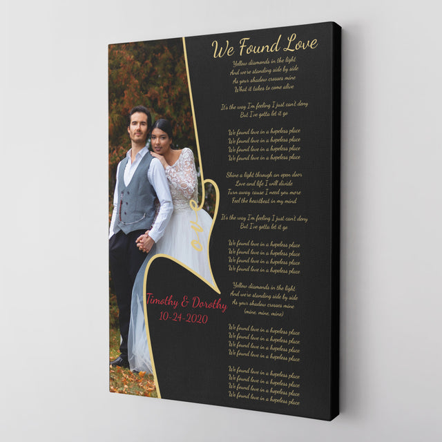 Custom Song Lyrics, Upload Photo, Customizable Text, Canvas Wall Art
