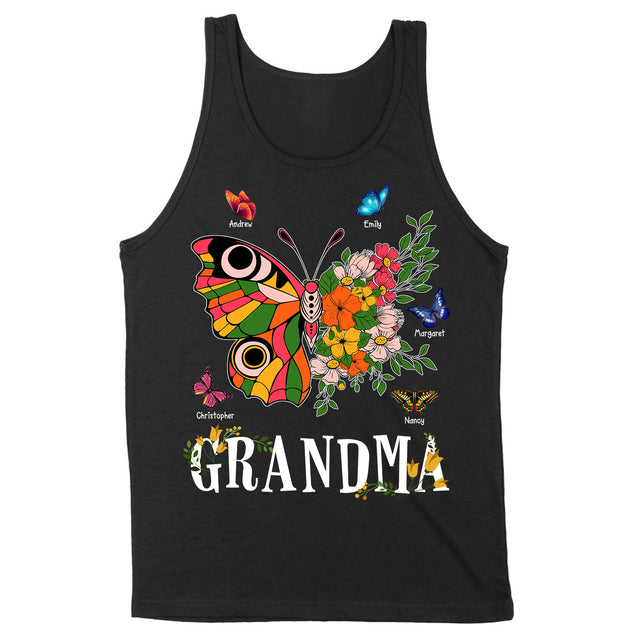 Custom Colorful Floral Butterfly Grandma Design Shirt