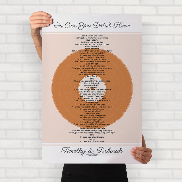 Personalized Song Lyrics & Date, Sandy Vinyl Record Framed Art Print