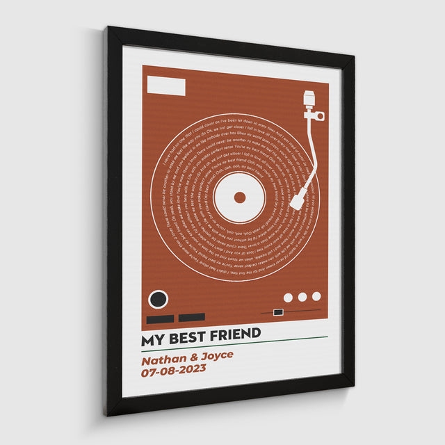 Vinyl Record Song Lyrics, Customize Song & Name Framed Art Print