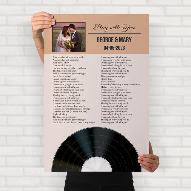Personalized Favorite Song Lyrics & Photo, Sandy Framed Art Print