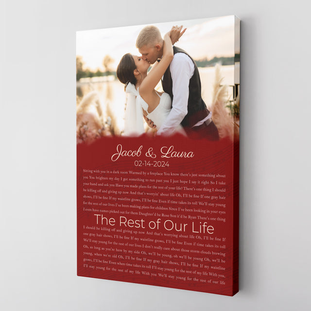 Custom Song Lyrics Name Date Vintage Maroon Canvas Print