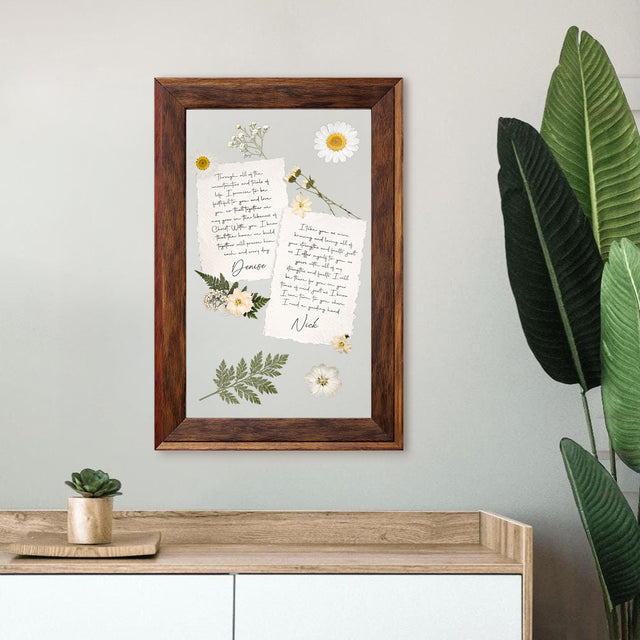 Personalized Wedding Vows 2 Layered Mix Wooden Art 8x12 inch KR04