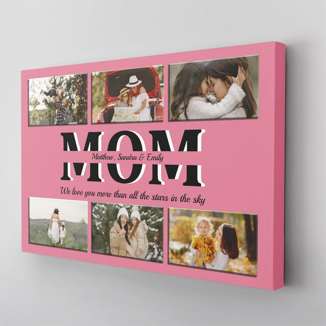 Mom Photo Collage Canvas Print With Text Custom 6 Pictures