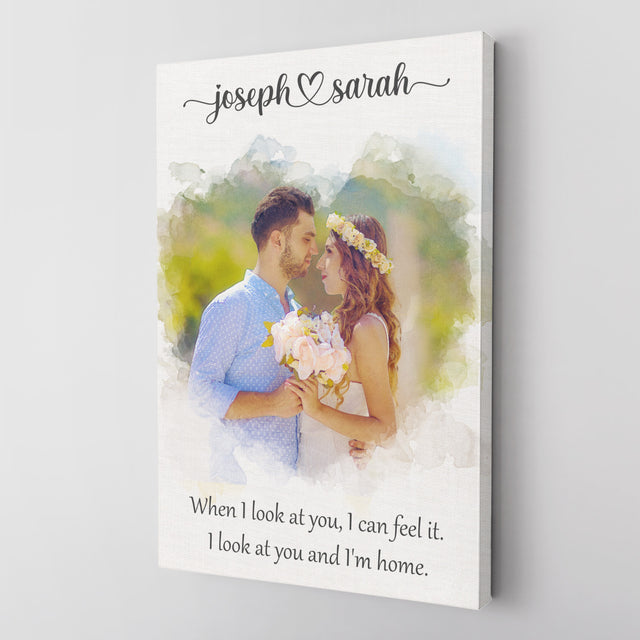Custom Heart-Shaped Photo Canvas with Watercolor Effect