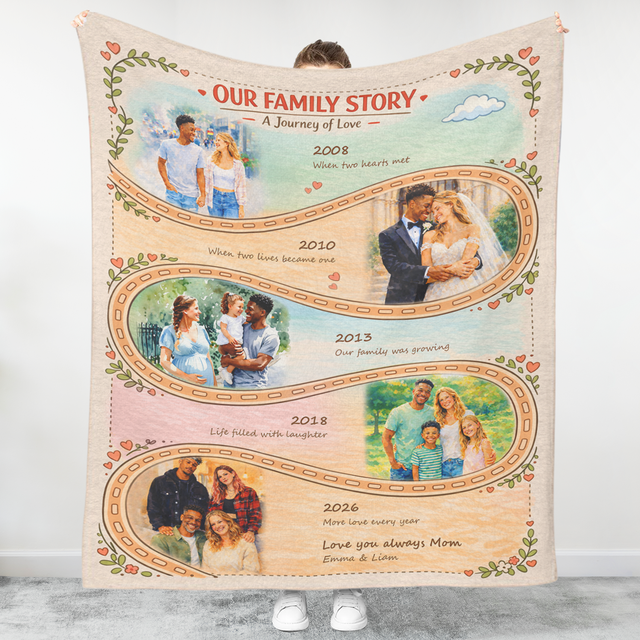 Mother’s Day Gift for Mom, Personalized Family Story Blanket